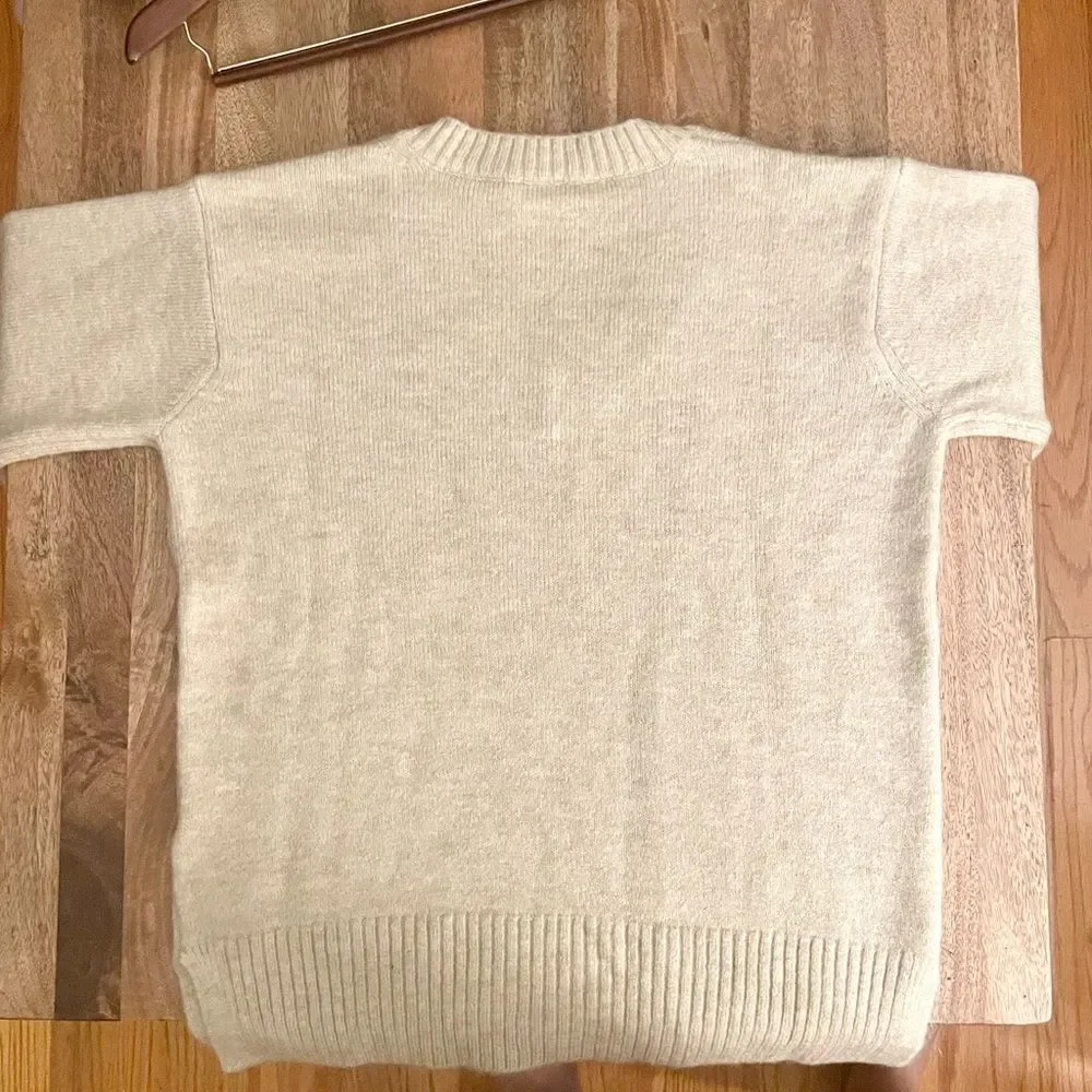 TOPSHOP cozy v-neck sweater with side slits and ribbed trim Small (cream) - Picture 2 of 5